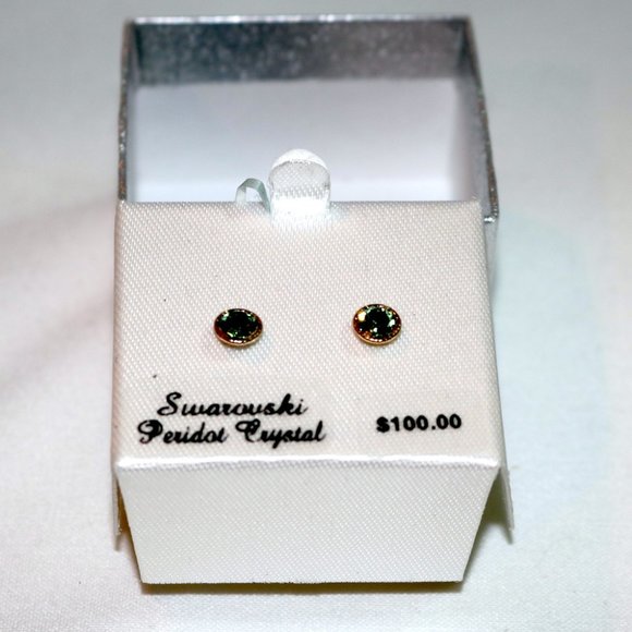 Swarovski Peridot Crystal Earrings - Picture 1 of 4
